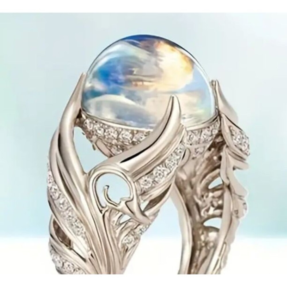Silver Rhinestones Angel SWAN Wings Crystal Ball Reflecting Size 7